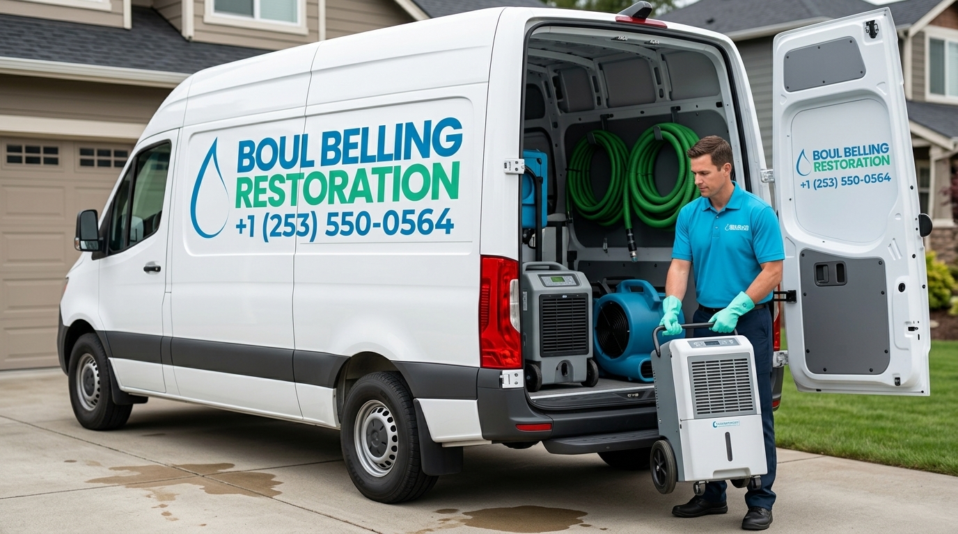 Boul Belling Restoration Service Van — On-Site Water Damage Response Bellingham WA