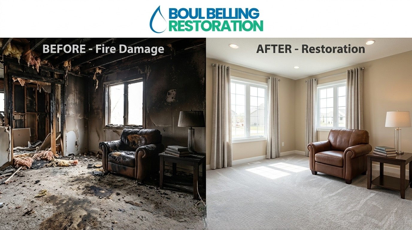 Before and After Kitchen Fire Damage Restoration — Boul Belling Restoration Bellingham WA