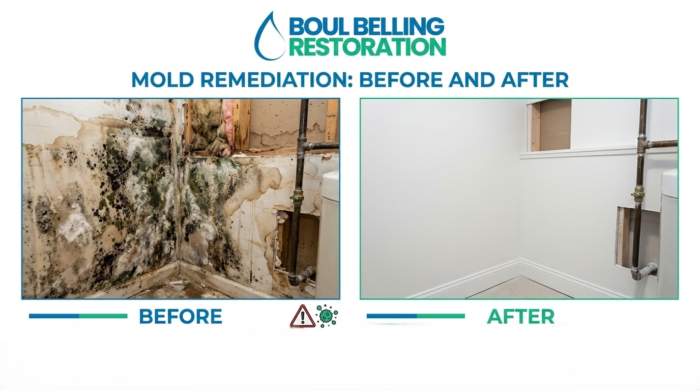 Before and After Mold Remediation in Boul Belling Restoration Bellingham WA Complete Mold Removal Results