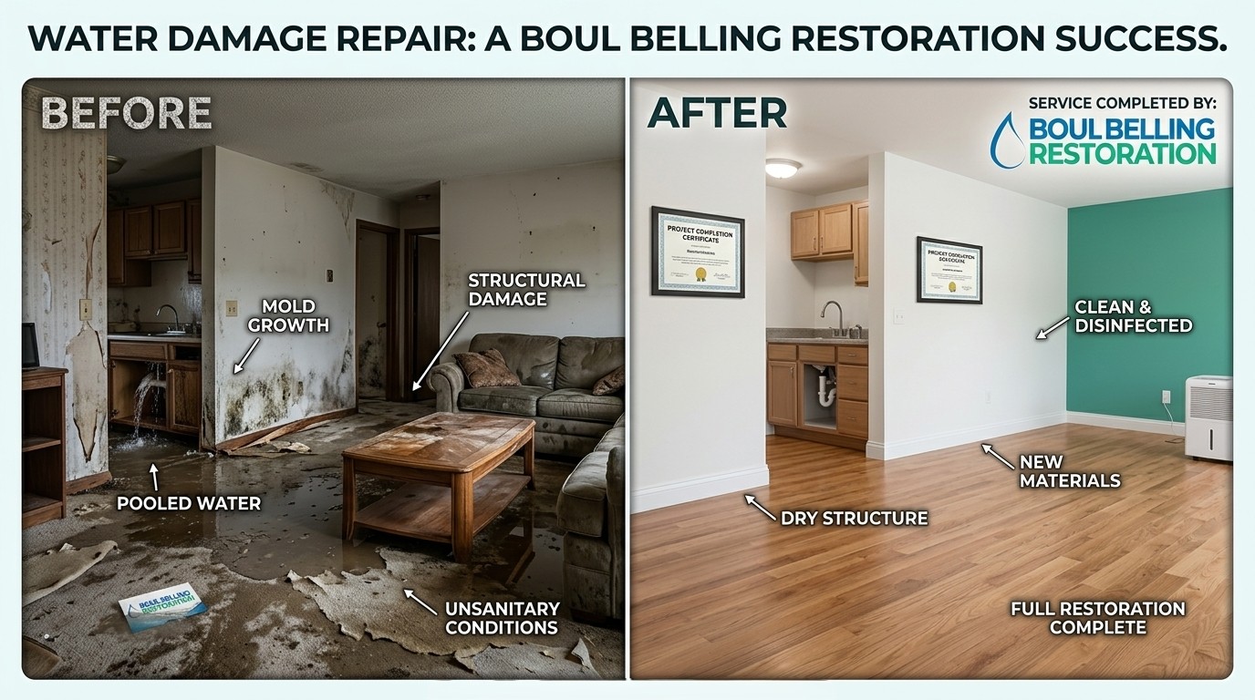 Before and After Water Damage Repair — Boul Belling Restoration Bellingham WA